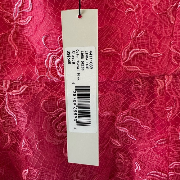 Monique Lhuillier Linda Pink Lace Maxi Dress Gown Size 8 NWT Evening Formal - Picture 9 of 9